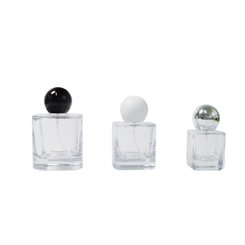 30 ml 50 ml 100 ml gennemsigtige firkantede glasparfumeflasker med tyk bund